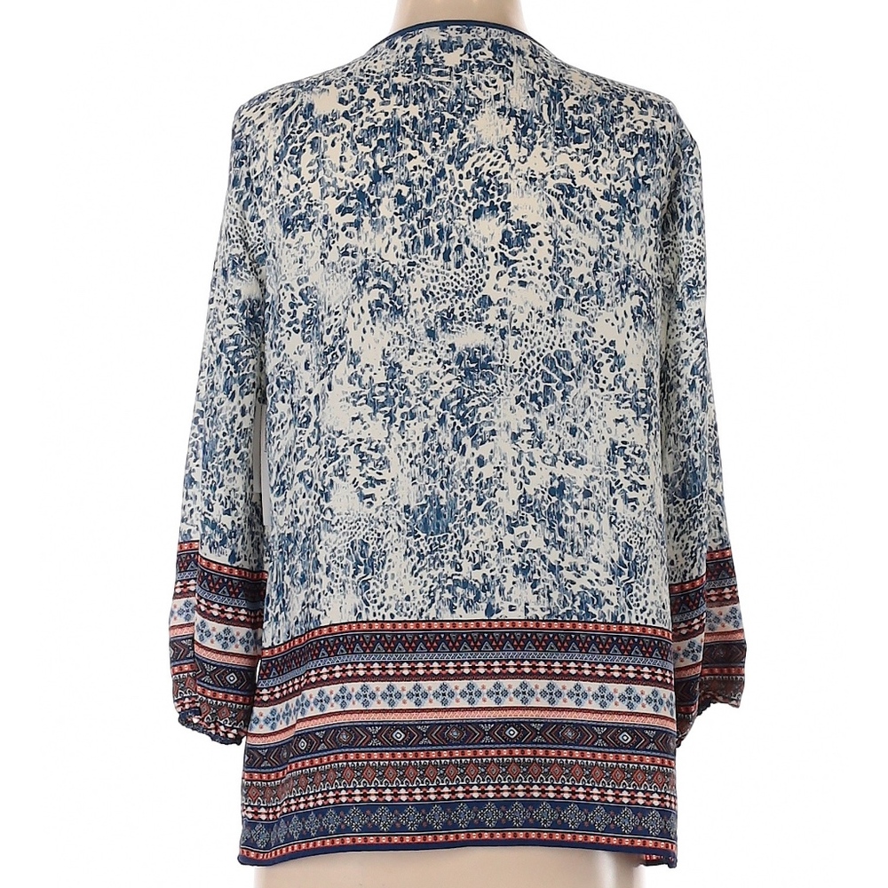 Zac & Rachel Blue Print 3/4 Sleeve Blouse New - Picture 2 of 7